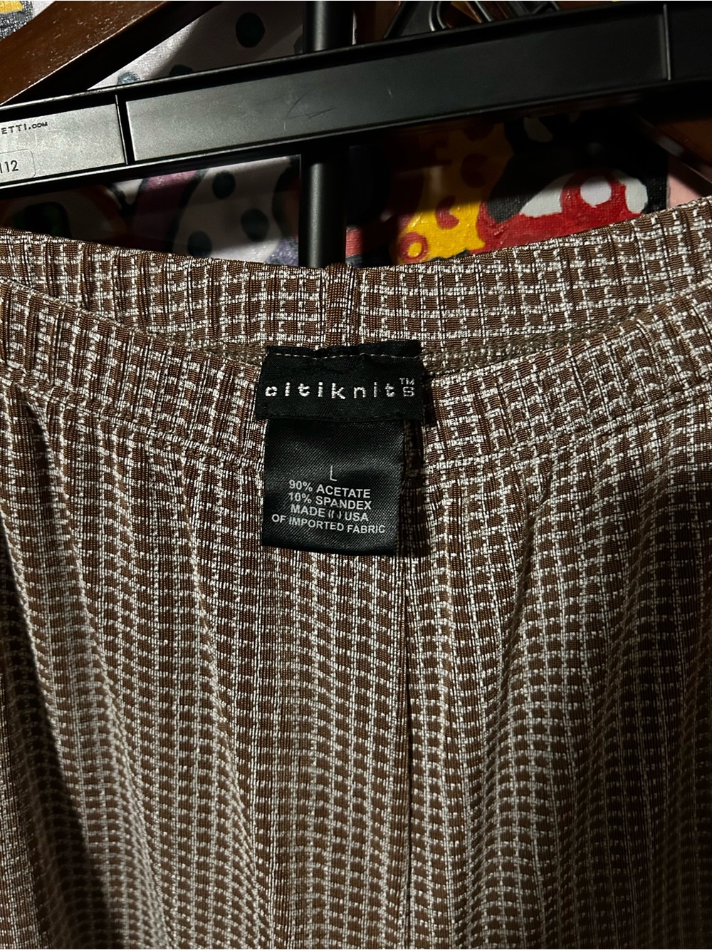 Citiknits Brown Plaid Skirt — Textured Neutral Print
